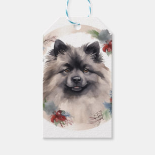 Keeshond Weihnachts-Kranz Festlicher Hund Geschenkanhänger