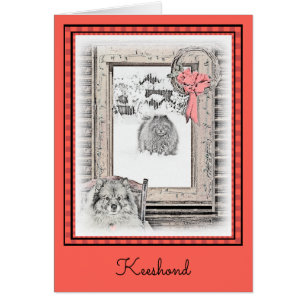 Keeshond Weihnachtsfenster Malerei Hund Kunst