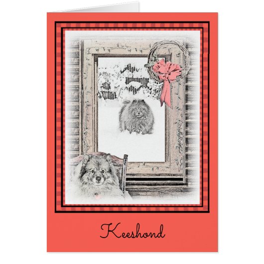 Keeshond Weihnachtsfenster Malerei Hund Kunst (Vorne)