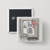 Keeshond Weihnachtsfenster Malerei Hund Kunst Button (Vorne & Hinten)