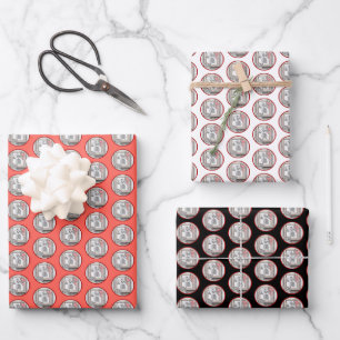 Keeshond Weihnachtsfenster Malerei Hund Kunst Geschenkpapier Set