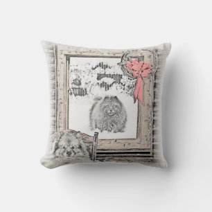 Keeshond Weihnachtsfenster Malerei Hund Kunst Kissen