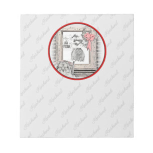 Keeshond Weihnachtsfenster Malerei Hund Kunst Notizblock