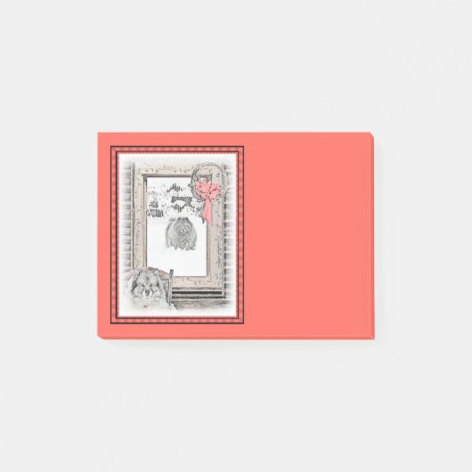 Keeshond Weihnachtsfenster Malerei Hund Kunst Post-it Klebezettel (Vorderseite)