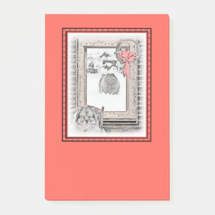 Keeshond Weihnachtsfenster Malerei Hund Kunst Post-it Klebezettel