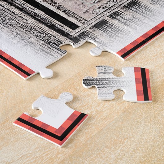 Keeshond Weihnachtsfenster Malerei Hund Kunst Puzzle (Seite)