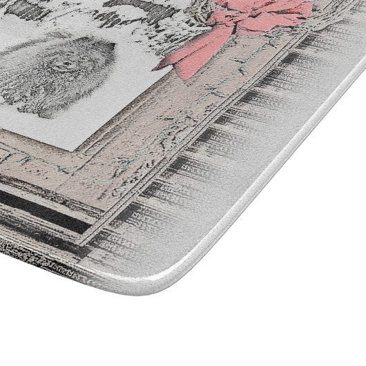 Keeshond Weihnachtsfenster Malerei Hund Kunst Schneidebrett (Ecke)