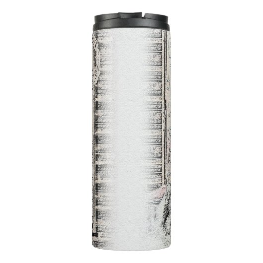 Keeshond Weihnachtsfenster Malerei Hund Kunst Thermosbecher (Rückseite)