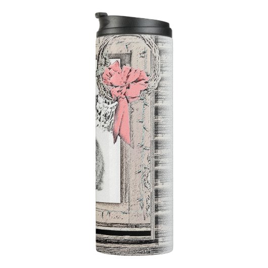 Keeshond Weihnachtsfenster Malerei Hund Kunst Thermosbecher (Nach rechts gedreht)