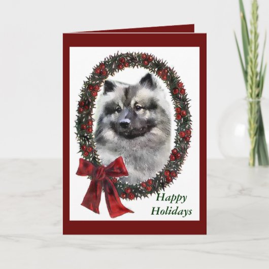 Keeshond-Weihnachtsgeschenke Feiertagskarte (Vorderseite)