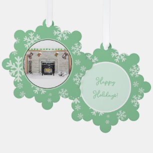 Keeshond-Weihnachtshund am Kamin Gemälde Ornament Karte