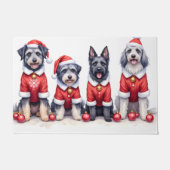 Keeshond-Weihnachtskleid Santa-Hut Fußmatte (Vorderseite)