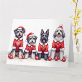 Keeshond-Weihnachtskleid Santa-Hut Karte (Gelbe Blume)