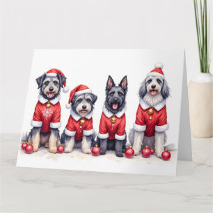 Keeshond-Weihnachtskleid Santa-Hut Karte