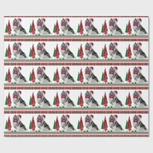 Keeshond-WeihnachtsPackpapier Geschenkpapier (Flach)