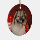 Keeshond-Weihnachtsverzierung Keramik Ornament (Rechts)