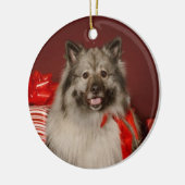 Keeshond-Weihnachtsverzierung Keramik Ornament (Links)