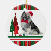 Keeshond-Weihnachtsverzierung Keramik Ornament (Vorne)