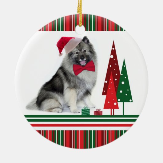 Keeshond-Weihnachtsverzierung Keramik Ornament (Hinten)