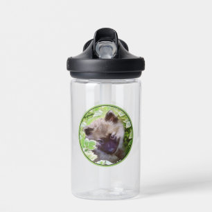 Keeshond-Welpe im Garten Original Kunst Gemälde Trinkflasche