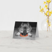 Keeshond-Welpen-Anmerkungs-Karte Karte (Gelbe Blume)