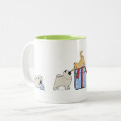 Keeshond Welppies Christmas | Niedlich Keesie Holi Zweifarbige Tasse (Vorderseite Links)