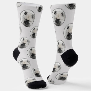 Keeshond Zeichnend Schlüssel Welpe Niedlich Origin Socken