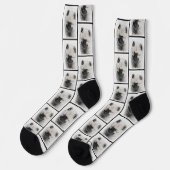 Keeshond Zeichnend Schlüssel Welpe Niedlich Origin Socken (Linkes Detail)