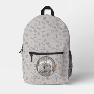Keeshonds am Tor Gemälde - Originale Hundekunst Bedruckter Rucksack