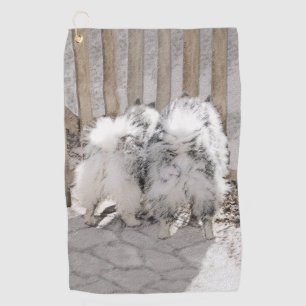 Keeshonds am Tor Gemälde - Originale Hundekunst Golfhandtuch