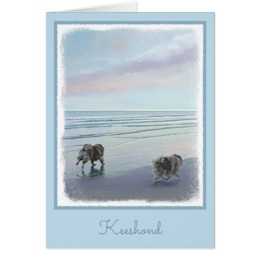 Keeshonds an der Küste Malerei Hund Kunst (Vorne)