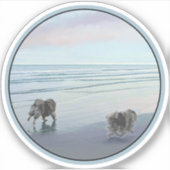 Keeshonds an der Küste Malerei Hund Kunst Aufkleber (Vorderseite)