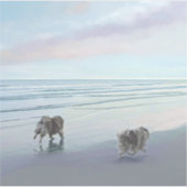 Keeshonds an der Küste Malerei Hund Kunst Aufkleber (Vorderseite)