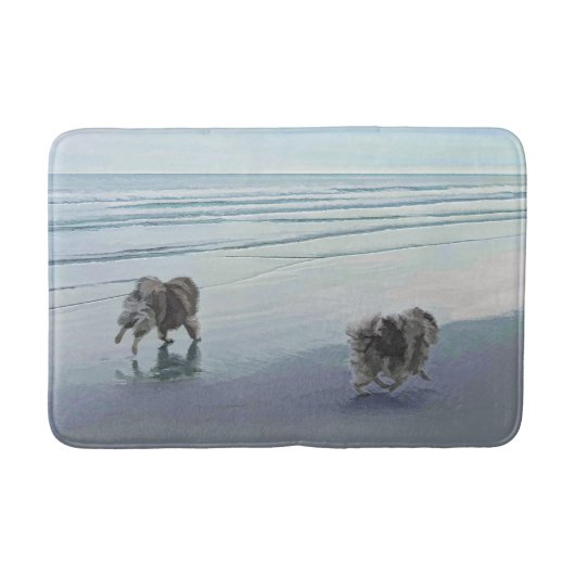 Keeshonds an der Küste Malerei Hund Kunst Badematte (Vorderseite)