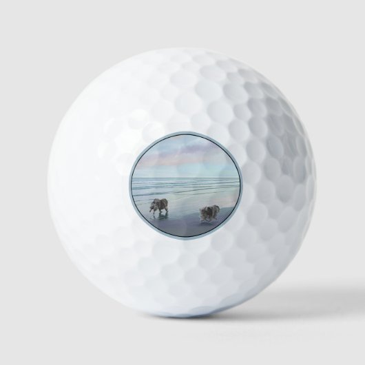 Keeshonds an der Küste Malerei Hund Kunst Golfball (Vorderseite)