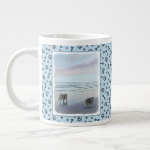 Keeshonds an der Küste Malerei Hund Kunst Jumbo-Tasse