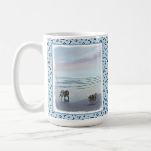 Keeshonds an der Küste Malerei Hund Kunst Kaffeetasse (Links)