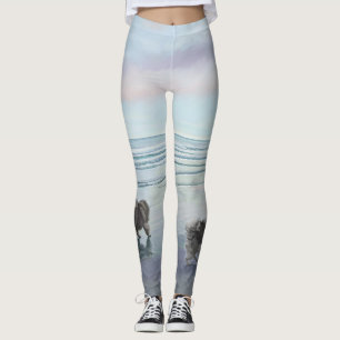 Keeshonds an der Küste Malerei Hund Kunst Leggings