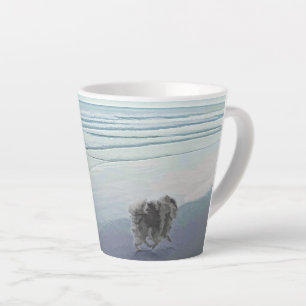 Keeshonds an der Küste Malerei Hund Kunst Milchtasse