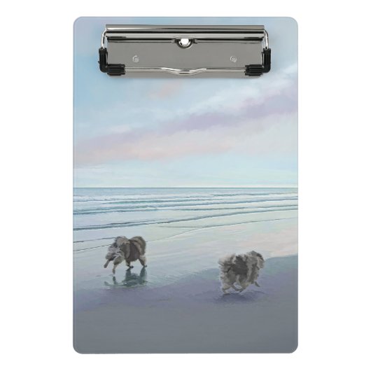 Keeshonds an der Küste Malerei Hund Kunst Mini Klemmbrett (Vorderseite)