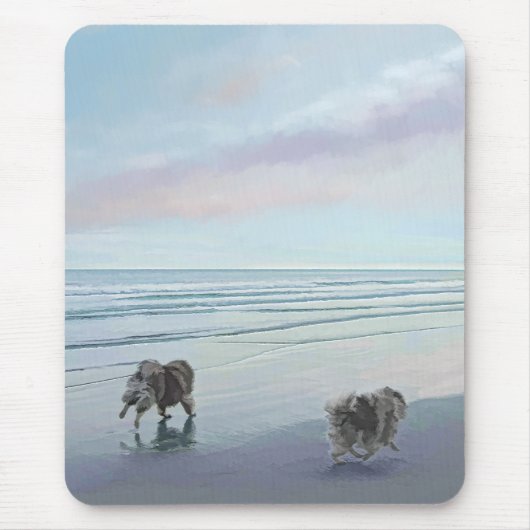 Keeshonds an der Küste Malerei Hund Kunst Mousepad (Vorne)