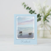 Keeshonds an der Küste Malerei Hund Kunst Postkarte (Stehend Vorderseite)