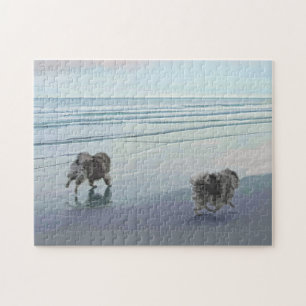 Keeshonds an der Küste Malerei Hund Kunst Puzzle