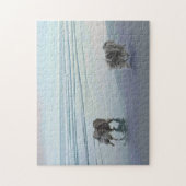 Keeshonds an der Küste Malerei Hund Kunst Puzzle (Vertikal)