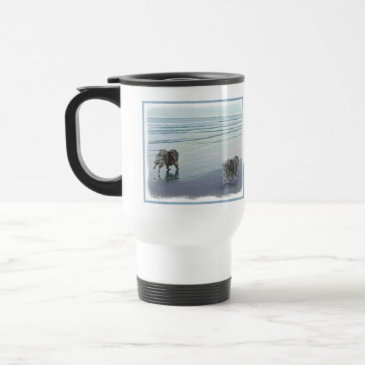 Keeshonds an der Küste Malerei Hund Kunst Reisebecher (Links)