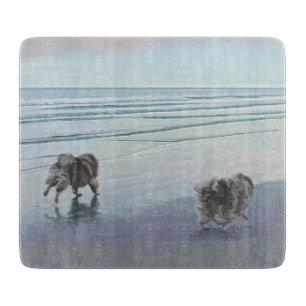 Keeshonds an der Küste Malerei Hund Kunst Schneidebrett