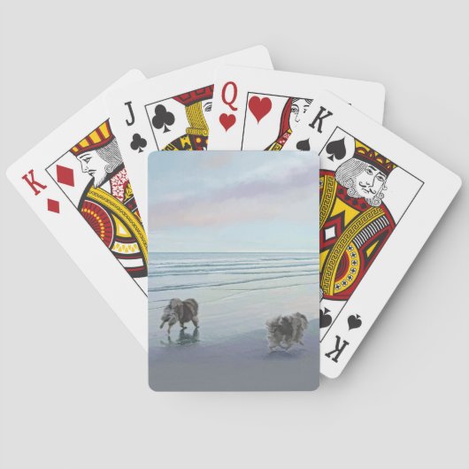 Keeshonds an der Küste Malerei Hund Kunst Spielkarten (Rückseite)