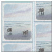 Keeshonds an der Küste Malerei Hund Kunst Stoff (Nahaufnahme)