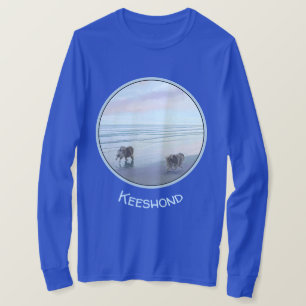 Keeshonds an der Küste Malerei Hund Kunst T-Shirt