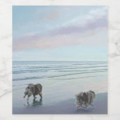 Keeshonds an der Küste Malerei Hund Kunst Weinetikett (Einzelnes Label)